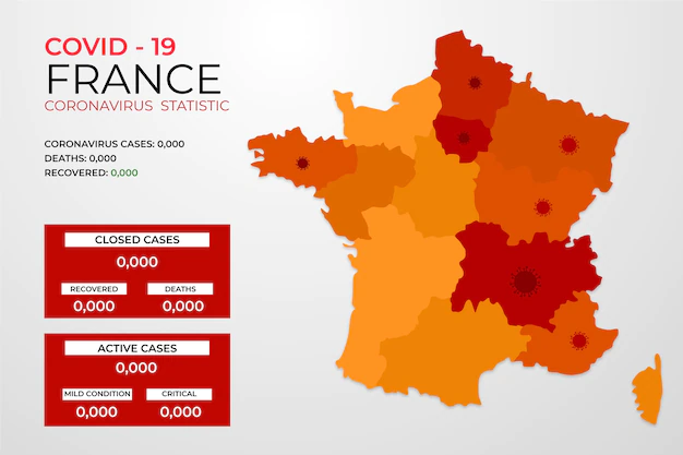 Free Vector | Covid-19 france infected by virus infographic
