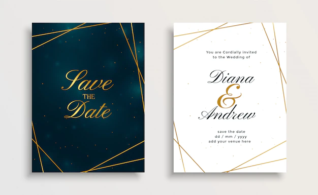 Free Vector | Creative royal golden line wedding invitation card design