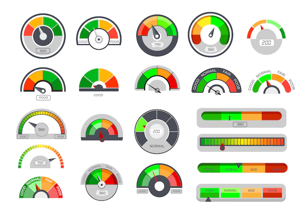 Free Vector | Credit limit gauges icons