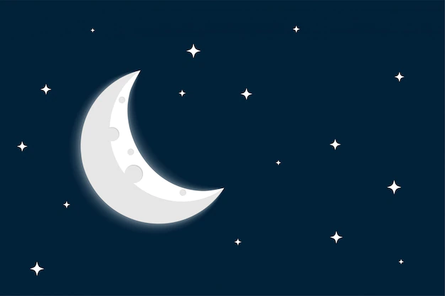 Free Vector | Crescent moon and stars on clear sky background