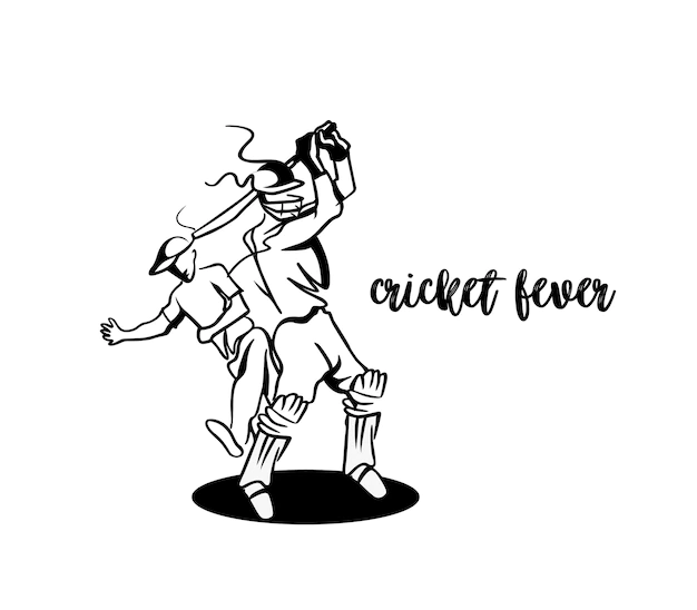 Free Vector | Cricket fever freehand sketch graphic design vector illustration