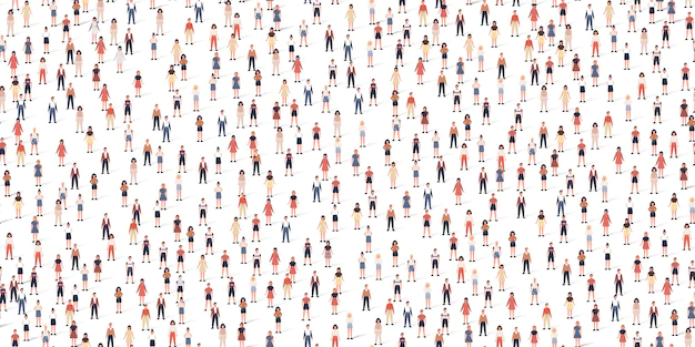 Free Vector | Crowd different people seamless pattern. large group of citizen in flat style with shadows