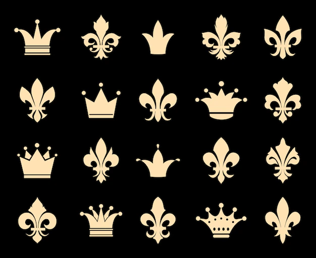 Free Vector | Crown and fleur de lis icons. symbol insignia, royal antique heraldic decoration, vector illustration