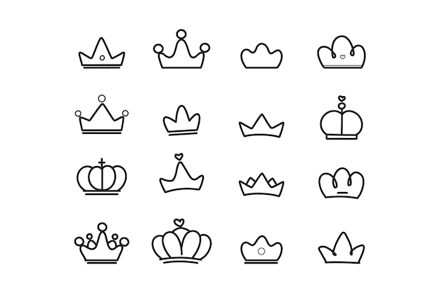 Free Vector | Crown hand draw doodle set queen and king sign logo design