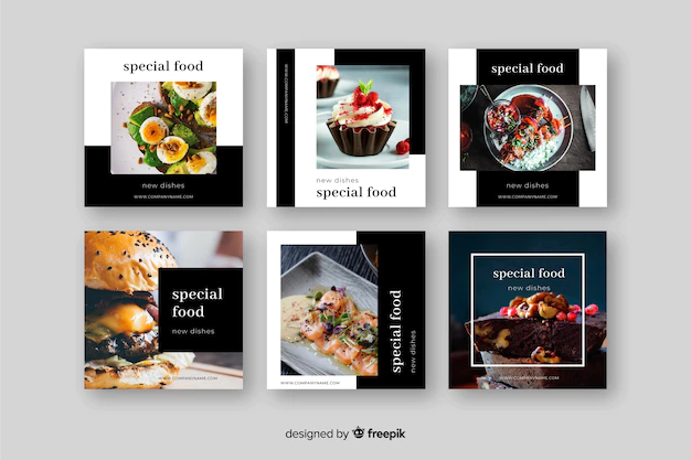 Free Vector | Culinary instagram post set with image
