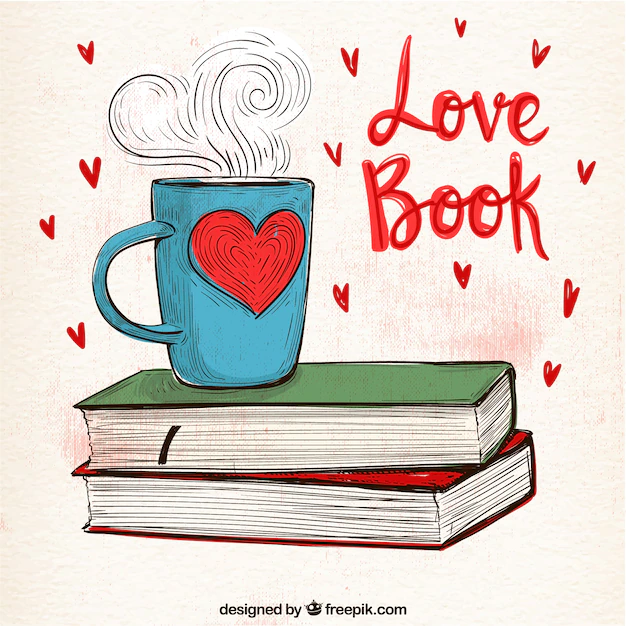 Free Vector | Cup background with hand drawn books