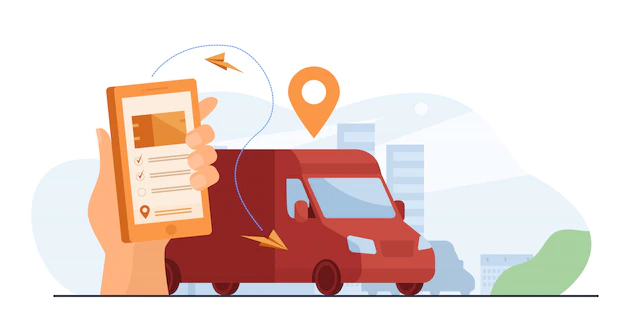 Free Vector | Customer using mobile app for tracking order delivery