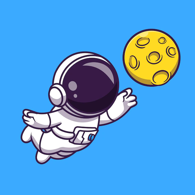 Free Vector | Cute astronaut catching moon cartoon vector icon illustration