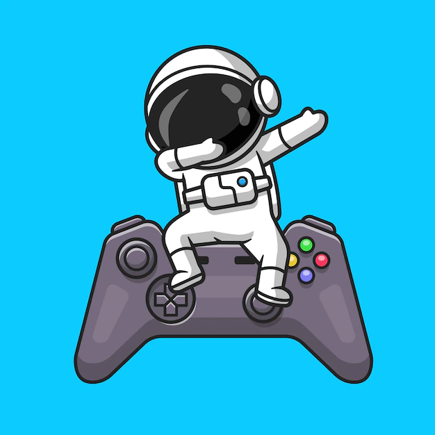 Free Vector | Cute astronaut dabbing on game controller cartoon vector icon illustration. technology recreation icon concept isolated premium vector. flat cartoon style