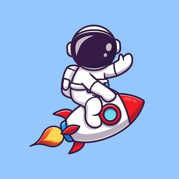 Free Vector | Cute astronaut riding rocket and waving hand cartoon  icon illustration. science technology icon concept