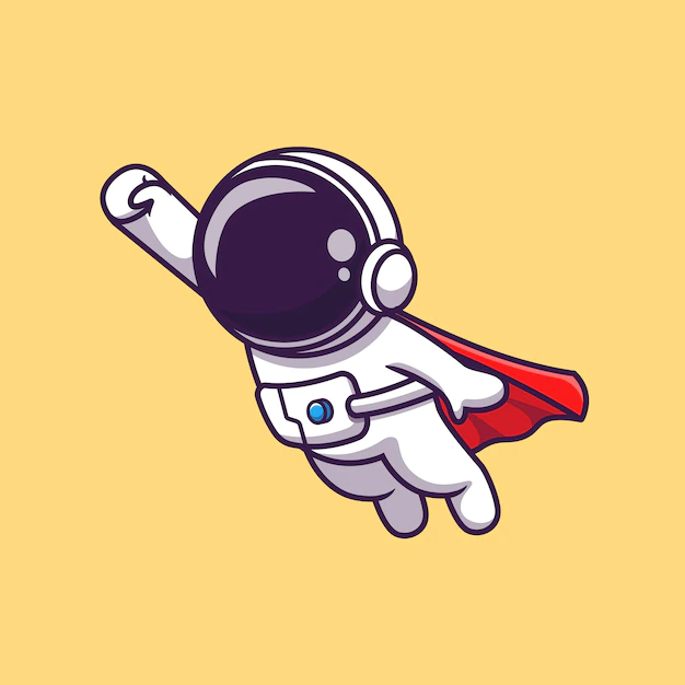 Free Vector | Cute astronaut super flying cartoon illustration
