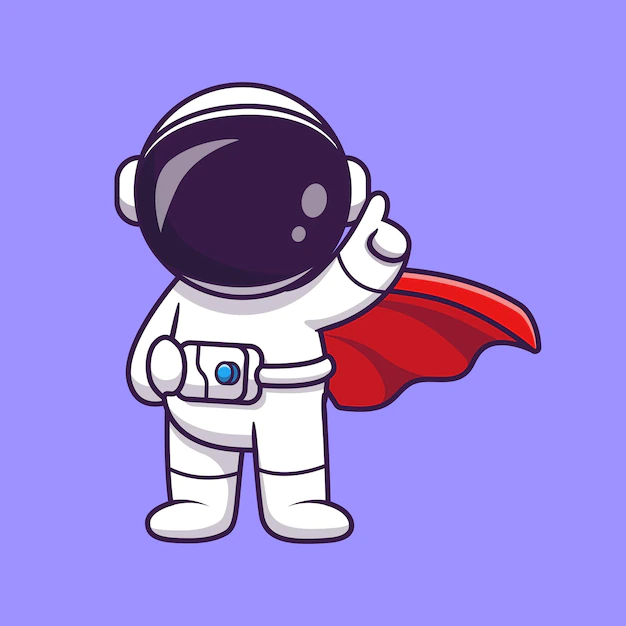 Free Vector | Cute astronaut super hero cartoon vector icon illustration.