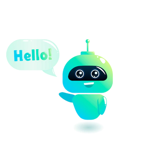 Free Vector | Cute bot say users hello. chatbot greets. online consultation.