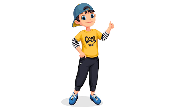 Free Vector | Cute boy in standing position showing thumb