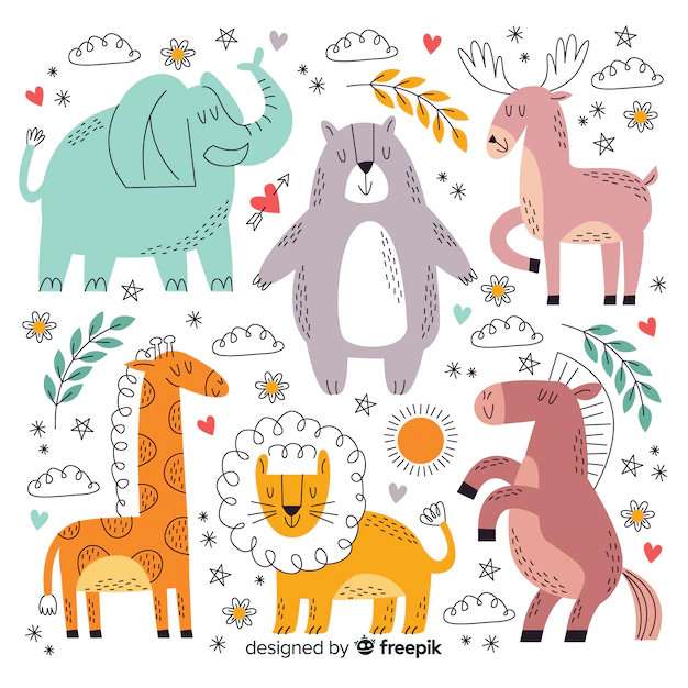 Free Vector | Cute cartoon animal collection