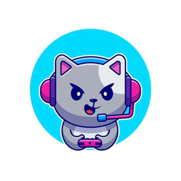 Free Vector | Cute cat gaming cartoon