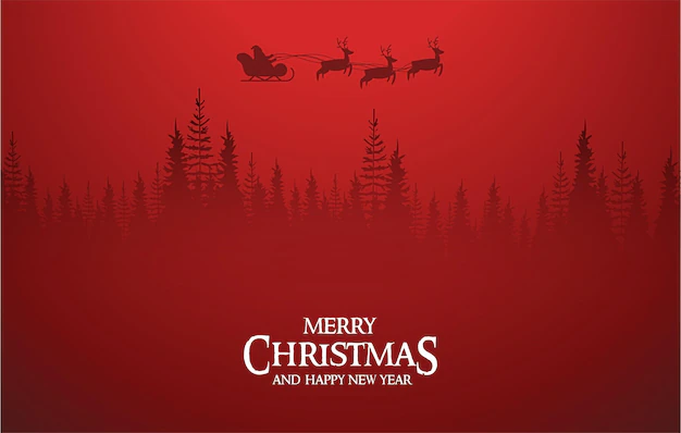 Free Vector | Cute christmas card with christmas landscape and claus background