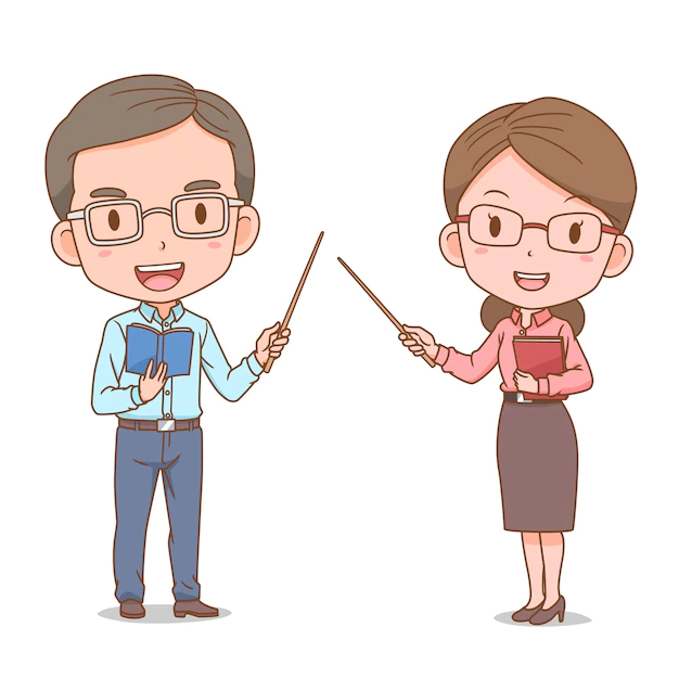 Free Vector | Cute couple cartoon of teachers.