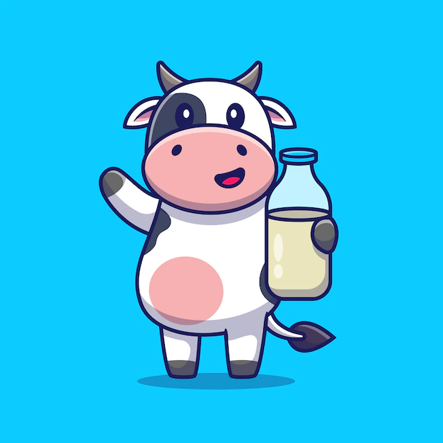 Free Vector | Cute cow holding milk. animal drink