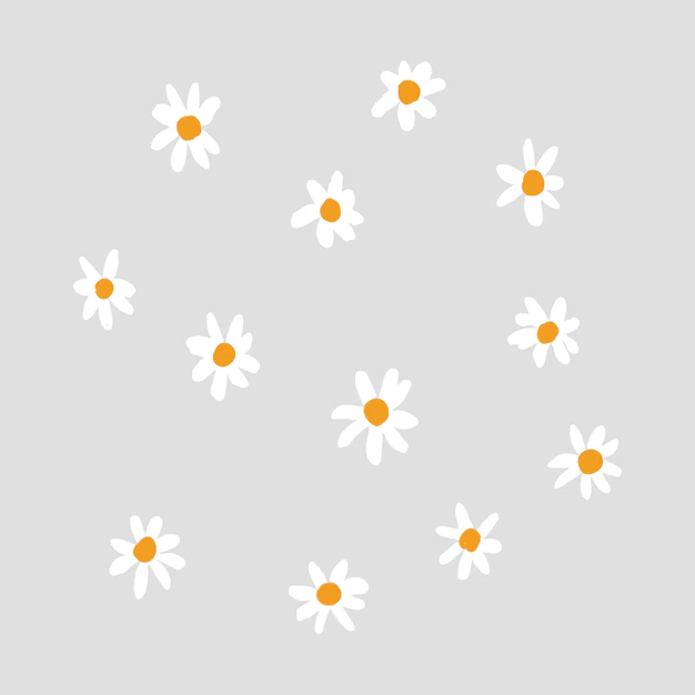 Free Vector | Cute daisy flower element vector in gray background hand drawn style