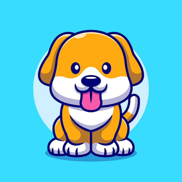 Free Vector | Cute dog sticking her tongue out cartoon icon illustration.