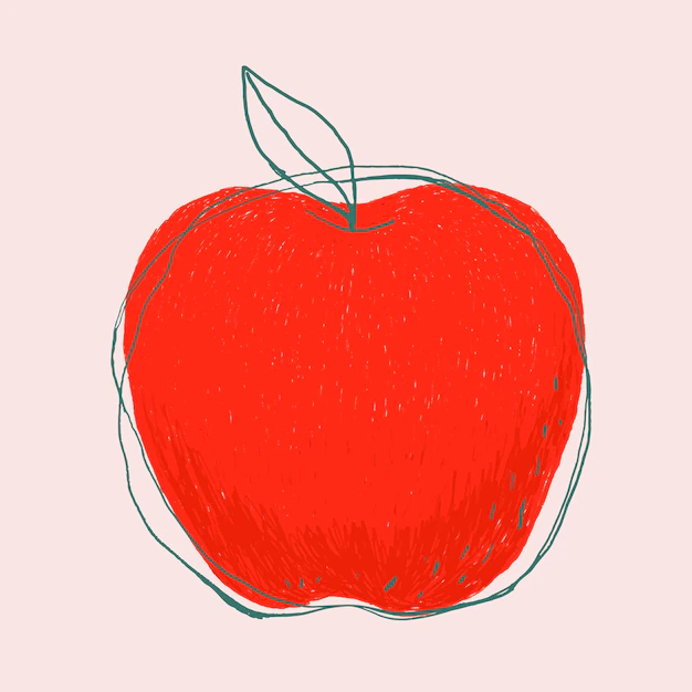 Free Vector | Cute doodle art apple fruit