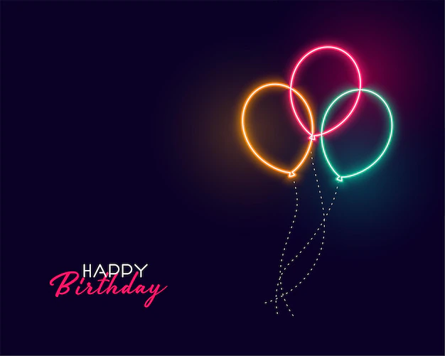 Free Vector | Cute happy birthday neon balloons