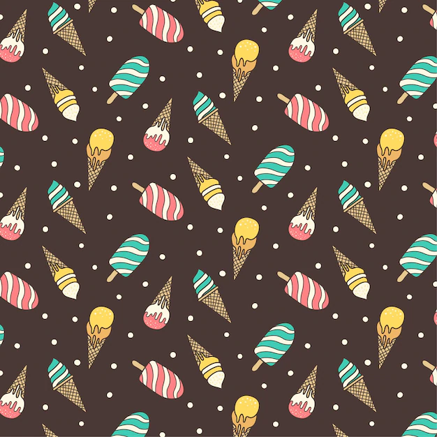 Free Vector | Cute ice cream seamless pattern