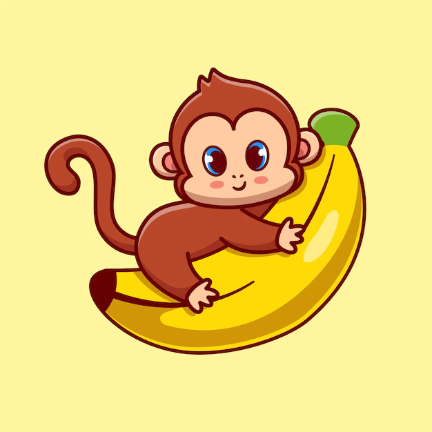 Free Vector | Cute monkey hug banana