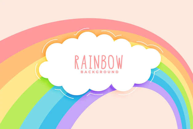 Free Vector | Cute rainbow and cloud in pastel colors background