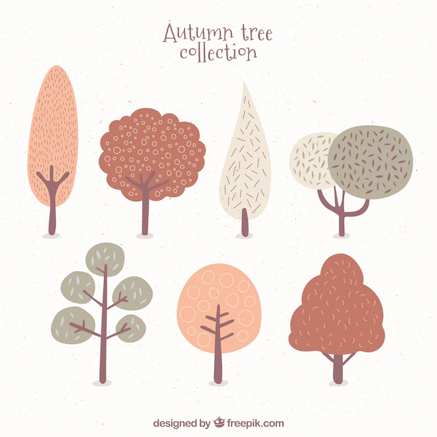 Free Vector | Cute seven trees