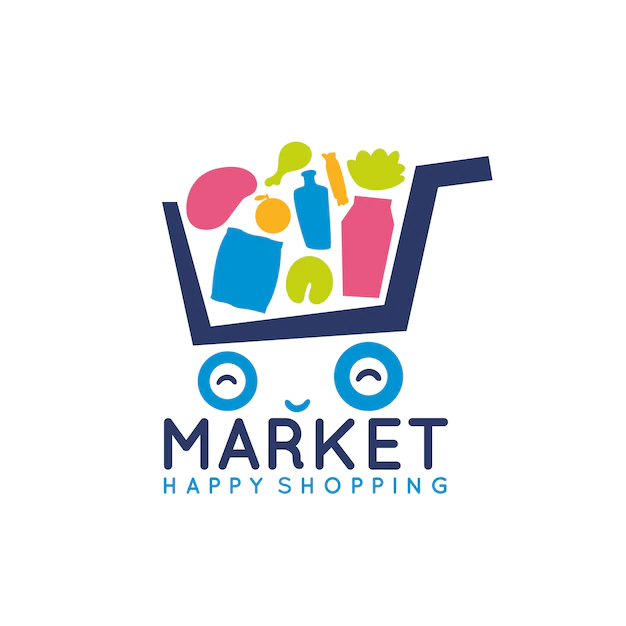 Free Vector | Cute shopping cart logo
