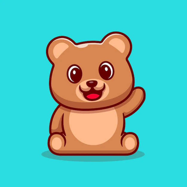 Free Vector | Cute teddy bear waving hand cartoon icon illustration.