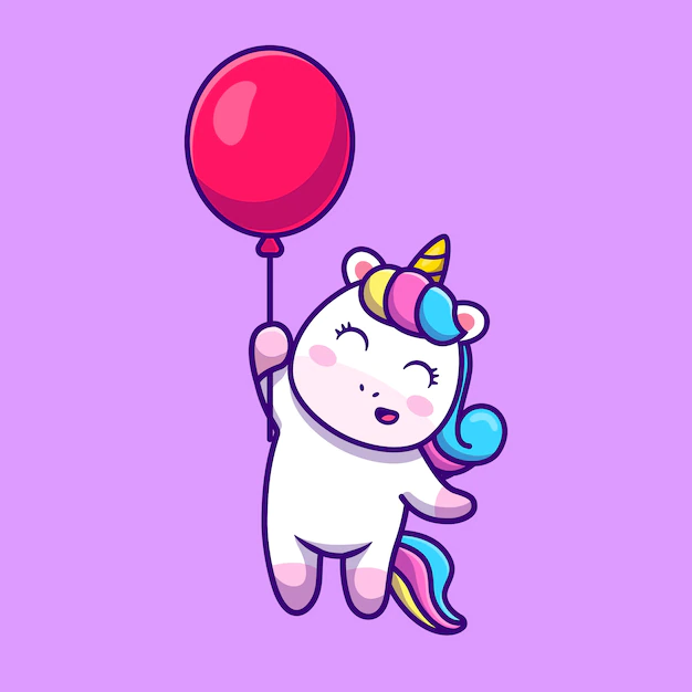 Free Vector | Cute unicorn floating with balloon cartoon vector icon illustration.