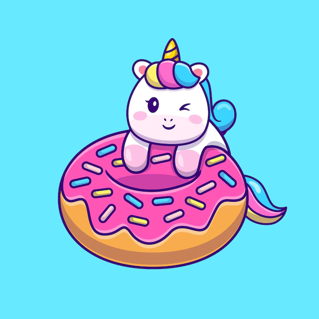 Free Vector | Cute unicorn with doughnut cartoon