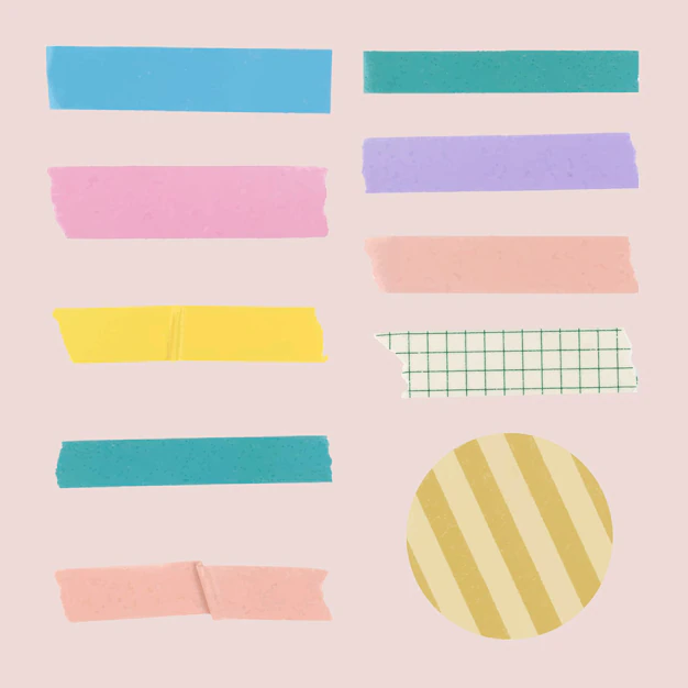 Free Vector | Cute washi tape clipart, colorful diary decorative sticker vector set