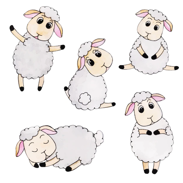 Free Vector | Cute watercolor autumn sheep collection