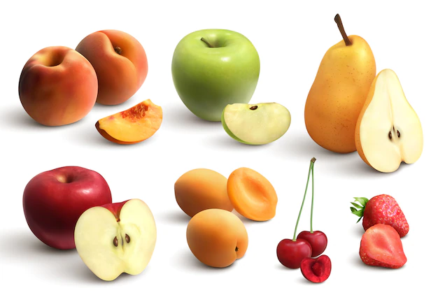 Free Vector | Cutted fruits realistic set