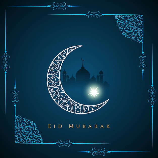 Free Vector | Dark blue religious eid mubarak design