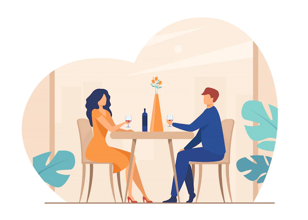 Free Vector | Dating couple enjoying romantic dinner
