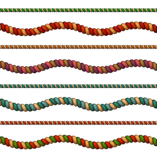 Free Vector | Decorative colorful cord rope realistic horizontal wavy and straight