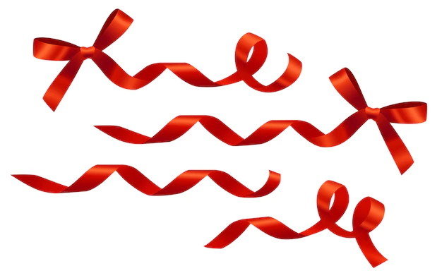 Free Vector | Decorative curled red ribbons and bows set. for banners, posters, leaflets and brochure