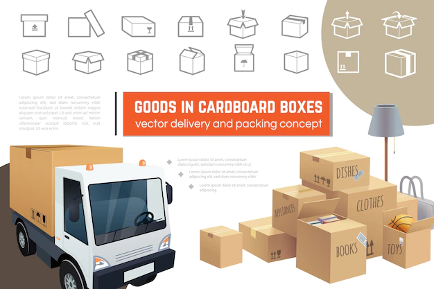 Free Vector | Delivery and packaging service composition