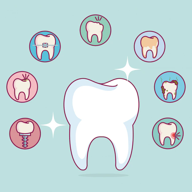 Free Vector | Dental care set icons