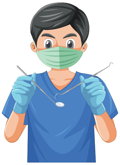 Free Vector | Dentist holding instruments on white background