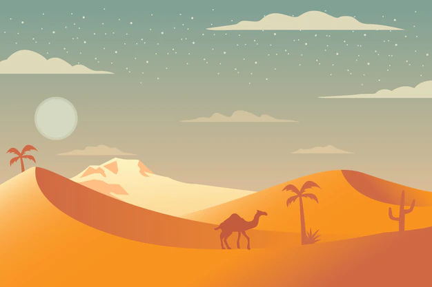 Free Vector | Desert landscape background for video conferencing
