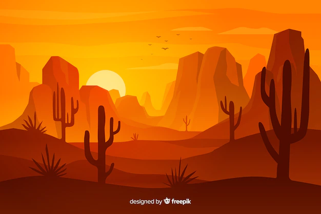 Free Vector | Desert landscape with dunes and cacti