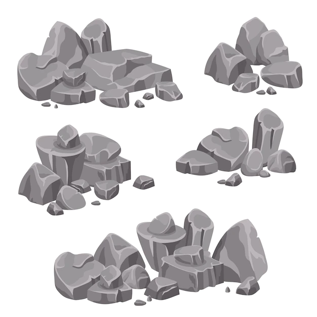 Free Vector | Design groups of rocks and stones boulders