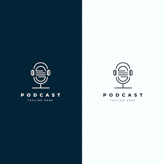 Free Vector | Detailed podcast logo on different colored background