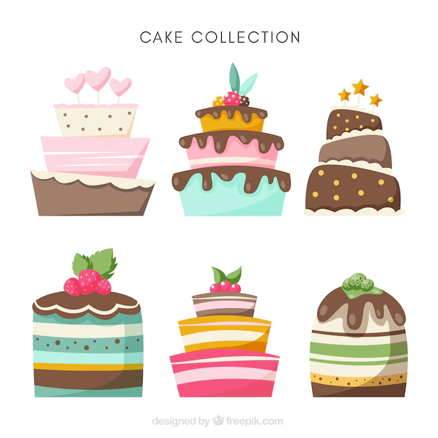 Free Vector | Different birthday cakes